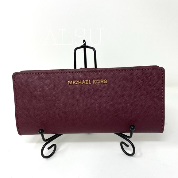 Michael Kors Handbags - Michael Kors Slim Bifolder Leather Merlot Maroon